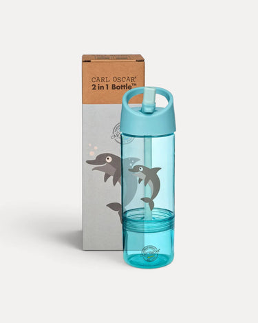 Drinkfles 2-in-1 - Carl Oscar – Blauw (Dolfijn)